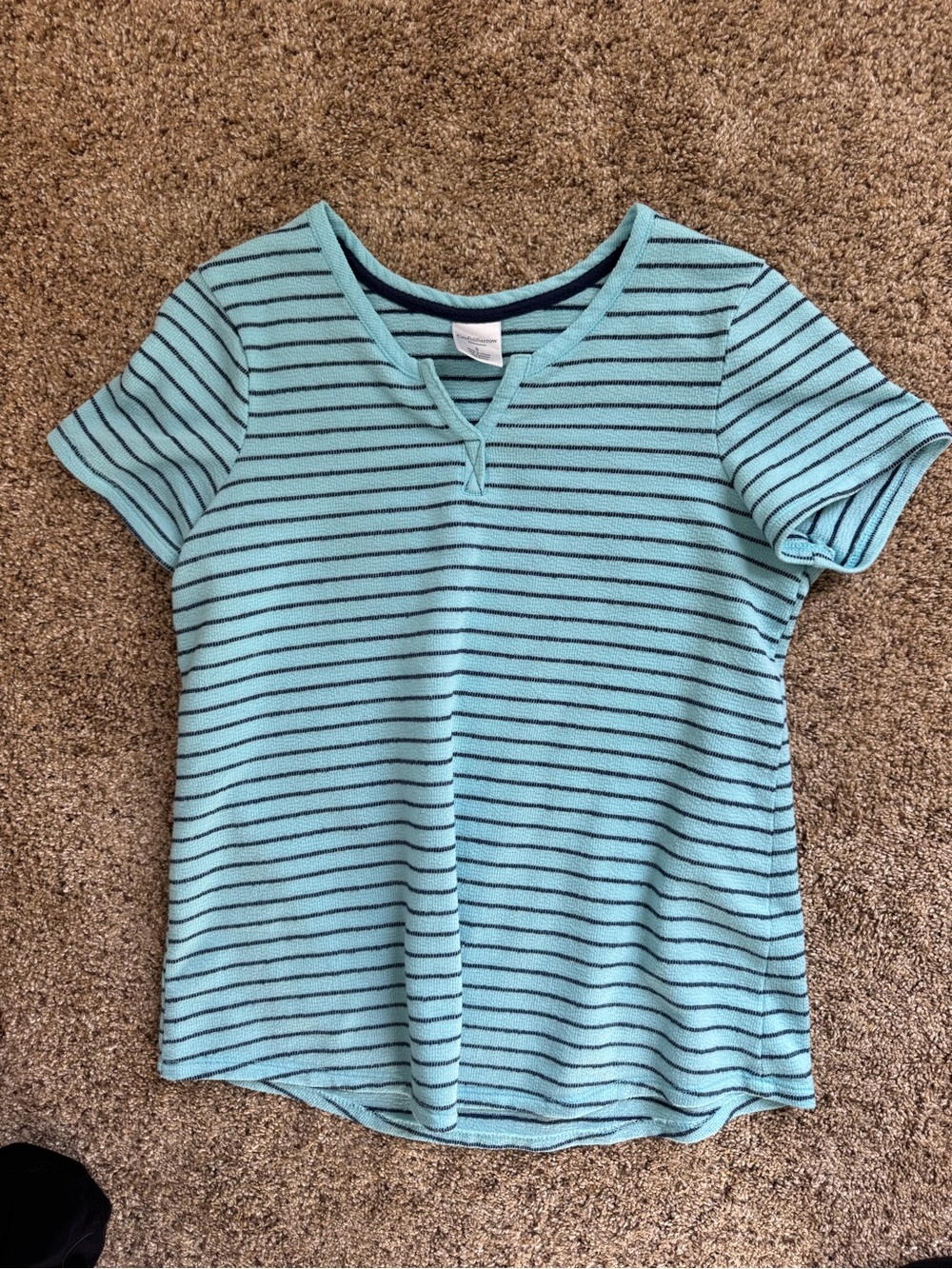 Croft & Borrow Light Blue & Navy Blue Striped Short Sleeve Top